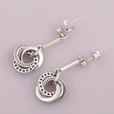 925 Silver Interlocking Circle Openwork Heart Studs Earrings Women Wedding Gift
