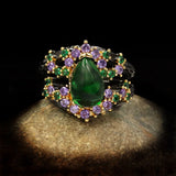 Italian Craftsmanship Water Drop Emerald Ring Purple Zircon Ladies Ring