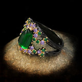 Italian Craftsmanship Water Drop Emerald Ring Purple Zircon Ladies Ring