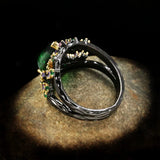 Italian Craftsmanship Water Drop Emerald Ring Purple Zircon Ladies Ring