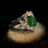 Italian Craftsmanship Water Drop Emerald Ring Purple Zircon Ladies Ring