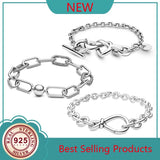 925 Sterling Silver Knotted Bracelet for Women Beadwork DIY European Beads