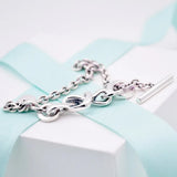 Heart T-clasp Link Bracelet 925 Sterling Silver Bead Charm DIY Jewelry