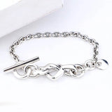 Heart T-clasp Link Bracelet 925 Sterling Silver Bead Charm DIY Jewelry