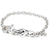 Heart T-clasp Link Bracelet 925 Sterling Silver Bead Charm DIY Jewelry