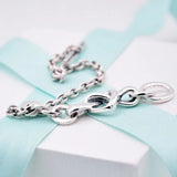 Heart T-clasp Link Bracelet 925 Sterling Silver Bead Charm DIY Jewelry