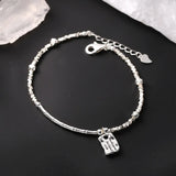 Square Shape Letter 92.5 Sterling Silver Bracelet Fine Jewelry