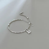 Square Shape Letter 92.5 Sterling Silver Bracelet Fine Jewelry