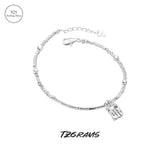 Square Shape Letter 92.5 Sterling Silver Bracelet Fine Jewelry