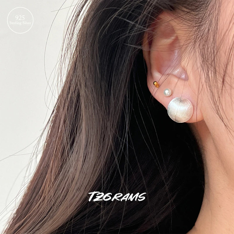 925 Sterling Silver Semicircular Sphere Earrings