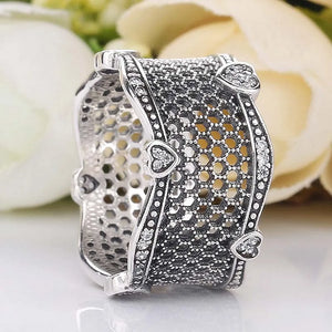Crystal Lace of Love Rings 925 Sterling Silver Wedding Party Gift