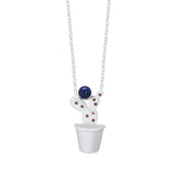 Lapis Lazuli Cactus Pendant Necklace 925 Sterling Silver Natural Lapis Femme