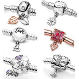 Daisy Flower Butterfly Meadow Clasp 925 Silver Bracelet Charm