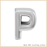 925 Sterling Silver Letter P Charm DIY Jewelry Beads