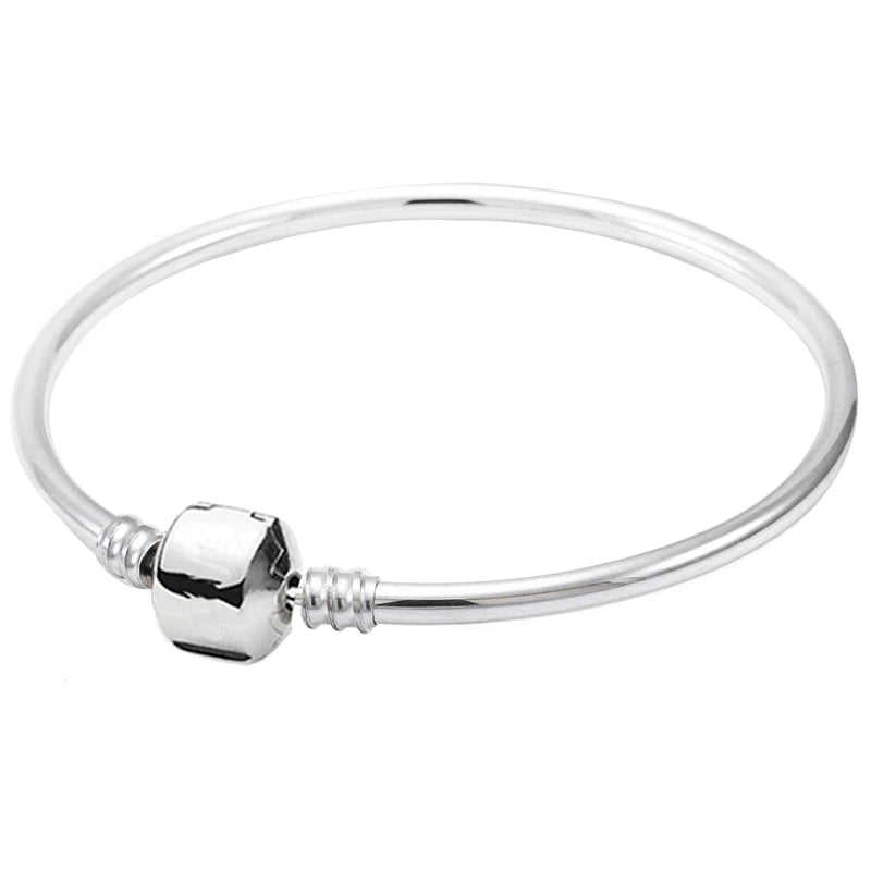 925 Sterling Silver Lobster Clasp Snake Bracelet Bangle for Women