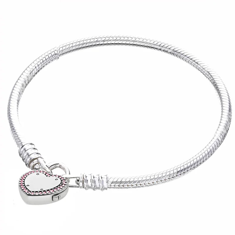 925 Silver Snake Chain Bracelet Bangle Women's Charm Jewelry