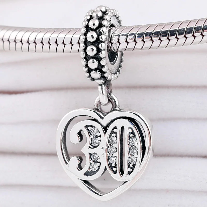30th Anniversary Crystal Pendant Bead fits 925 Sterling Silver Bracelet