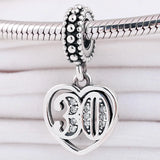 30th Anniversary Crystal Pendant Bead fits 925 Sterling Silver Bracelet