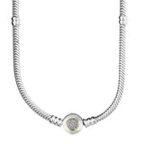 925 Silver Love Heart Clasp Crystal Snake Chain Necklace Wedding Gift