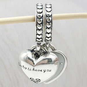 Love Heart Daughter & Mother-in-Law Pendant Beads 925 Sterling Silver Charm