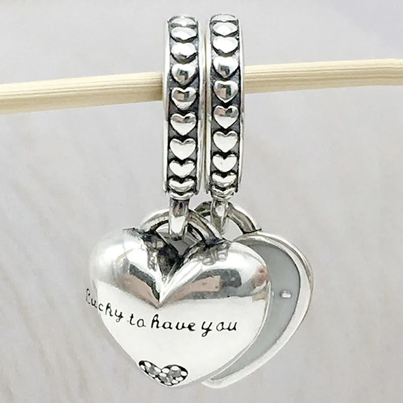 Love Heart Daughter & Mother-in-Law Pendant Beads 925 Sterling Silver Charm