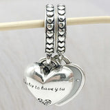 Love Heart Daughter & Mother-in-Law Pendant Beads 925 Sterling Silver Charm