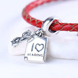 Reading With Glasses Pendant Beads 925 Sterling Silver Charm Bracelet