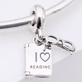 Reading With Glasses Pendant Beads 925 Sterling Silver Charm Bracelet