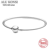 925 Sterling Silver Snake Chain Bangle Charm DIY Jewelry
