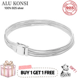 925 Sterling Silver Pan Bracelet for Women Snake Chain Bangle Charm DIY