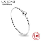 925 Sterling Silver Snake Chain Bangle Charm DIY Jewelry