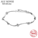 925 Sterling Silver Snake Chain Bracelet for Women Charm Bangle DIY Jewelry