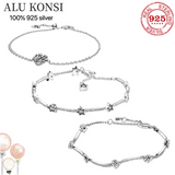 925 Sterling Silver Bracelet for Women Snake Chain Bangle Charm DIY Jewelry