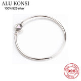 925 Silver Pan Bracelet Crystal Love Heart Charm