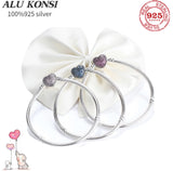 925 Silver Pan Bracelet Crystal Love Heart Charm