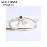 925 Silver Pan Bracelet Crystal Love Heart Charm