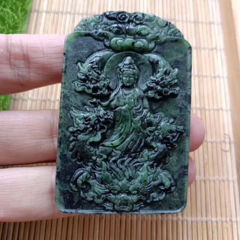 Jade Medicine King Shi Jiulong Guardian Guanyin Pendants