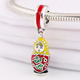Enamel Matryoshka Doll Pendant Beads for Bracelet DIY Jewelry