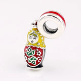 Enamel Matryoshka Doll Pendant Beads for Bracelet DIY Jewelry