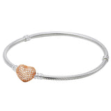 925 Sterling Silver Snake Chain Bracelet with Crystal Clasp