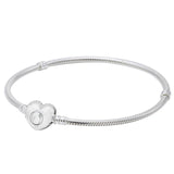 925 Sterling Silver Snake Chain Bracelet with Crystal Clasp