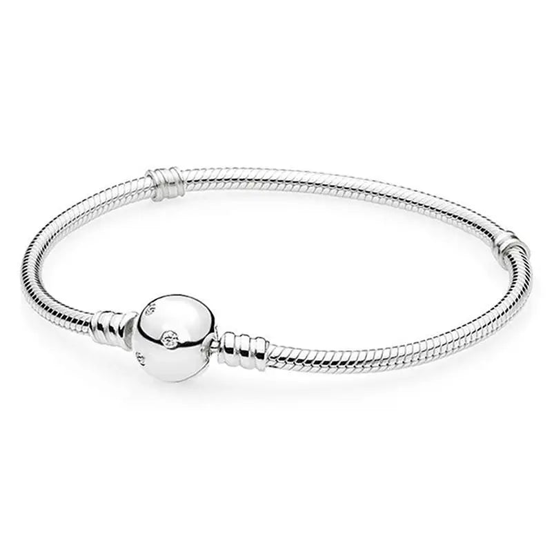 Crystal Clasp Bracelet Bangle Women 925 Silver Charm Jewelry