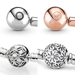 Love Clasp Daisy Flower 925 Sterling Silver Bracelet Bead Charm