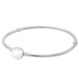 925 Silver Barrel & Ball Clasp Snake Chain Bracelet