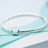 Barrel Clasp Snake Chain Bangle 925 Sterling Silver Bracelet