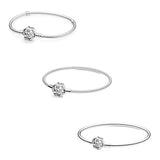 925 Silver Snowflake Crystal Mesh Bracelet Bangle for Women