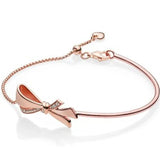 925 Silver Bow Ball Bracelet Bangle for Women