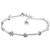 Celestial Stars Crystal Bracelet Bangle 925 Sterling Silver Bead Charm