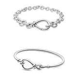 925 Sterling Silver Infinity Knot Chain Bracelet Bangle