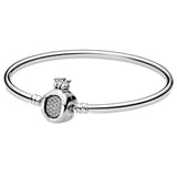 Crystal Clasp Bracelet Bangle for Women 925 Sterling Silver Bead Charm